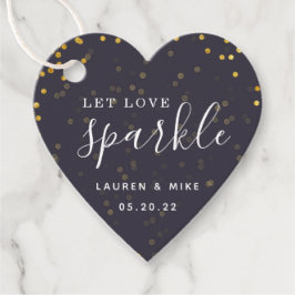 Étiquettes Cadeau Rustique Moderne Laisser l'amour Étincelant Coeur 