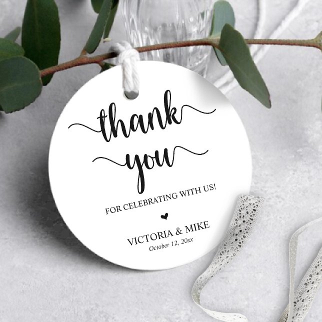 Étiquettes Cadeau Rustique moderne, Merci Mariage Cadeaux, (Modern Rustic Thank You For Celebrating With Us, Gift / Favour Tag / Labels For Your Guests )