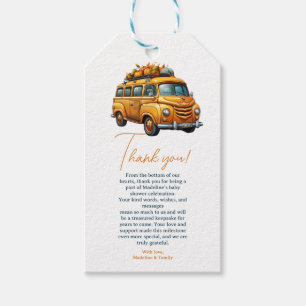 Étiquettes-cadeau Rustique Orange Truck Petit Baby shower Citrouille