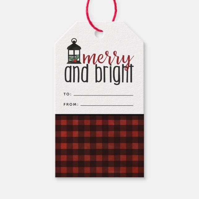 Étiquettes-cadeau Rustique Pays Plaid Agritourisme Style Noël (Devant)