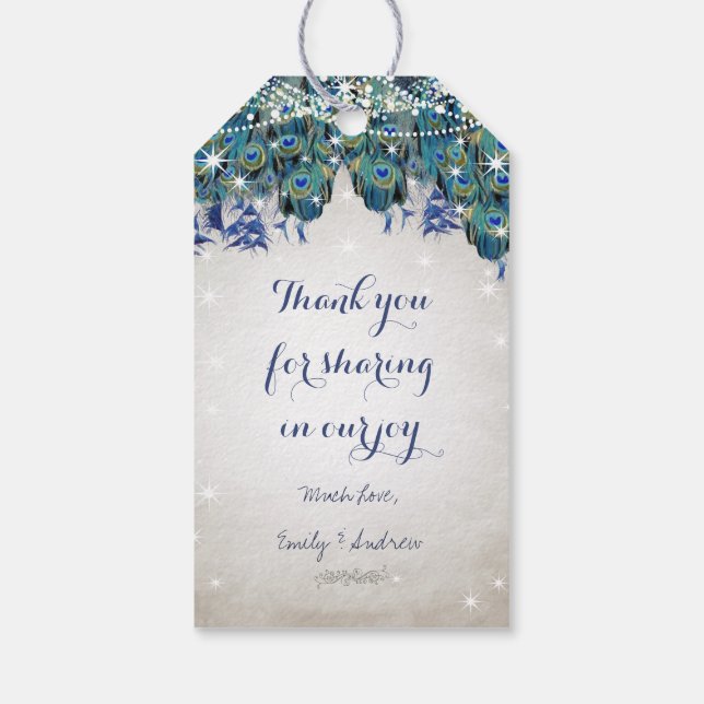 Étiquettes-cadeau Rustique Peacock Navy Rustic Luxe (Dos)