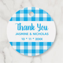 Rustique Plaid Blue En vichy Mariage Merci