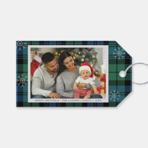 Étiquettes-cadeau Rustique Plaid Family Photo Campbell Tartan