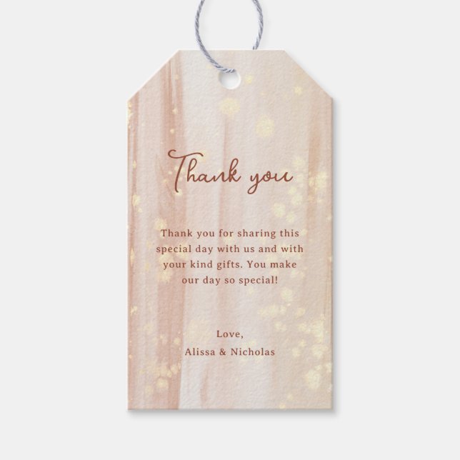 Étiquettes-cadeau Rustique Terracotta or Monogramme Mariage Merci (Devant)