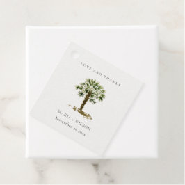 Étiquettes Cadeau Rustique Tropical Beach Palm Tree Mariage Merci