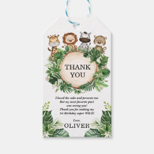 Étiquettes-cadeau Rustique Tropical Jungle Animaux sauvages Garçons 