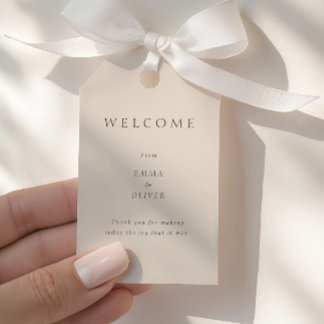 Étiquettes-cadeau Sable Chaud Minimaliste Mariage Bienvenue