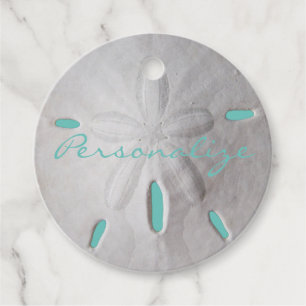 Étiquettes Cadeau Sable dollar océan plage été turquoise blanc