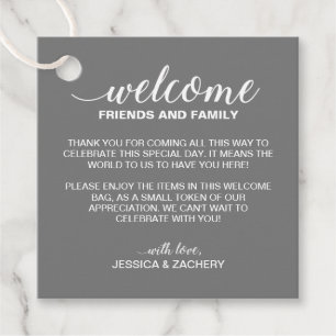 Étiquettes Cadeau Sac cadeau de bienvenue Mariage gris