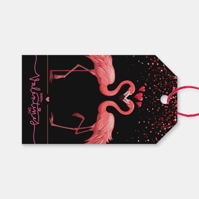 Étiquettes-cadeau Sac cadeau - Flamant rose rose (Devant (Horizontal))
