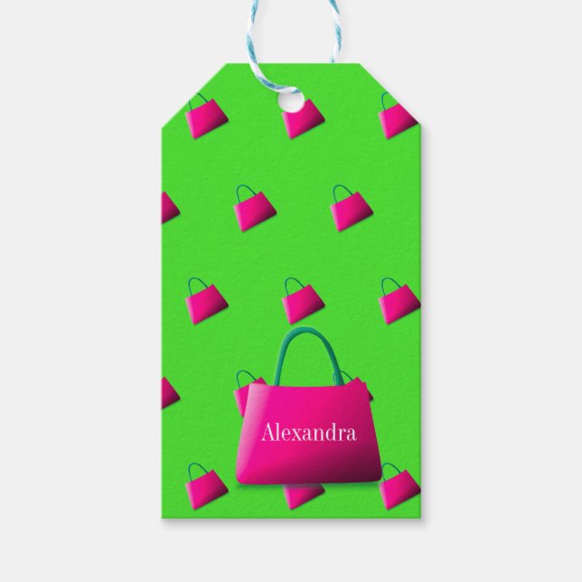 Étiquettes-cadeau Sac vert moderne Fun Ado (Devant)