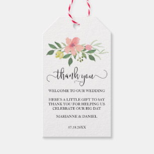 Étiquettes-cadeau Sacoche de mariage Bienvenue et merci