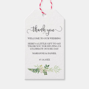 Étiquettes-cadeau Sacoche de mariage rustique vert