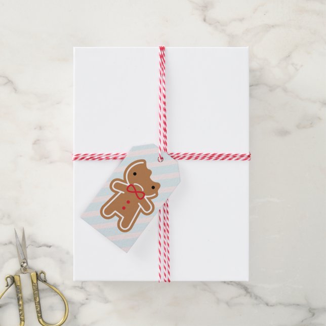 Étiquettes-cadeau Sad Bitten Kawaii Homme en pain d'épices (Avec de la ficelle)