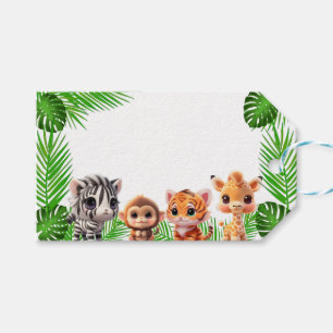 Étiquettes-cadeau Safari amis tigre girafe zèbre singe anniversaire