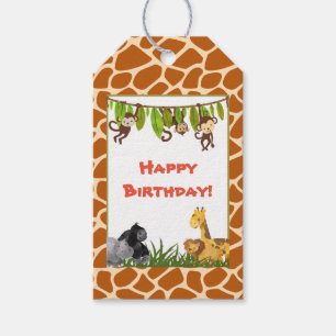Étiquettes-cadeau Safari animal sauvage Jungle Thème Joyeux annivers