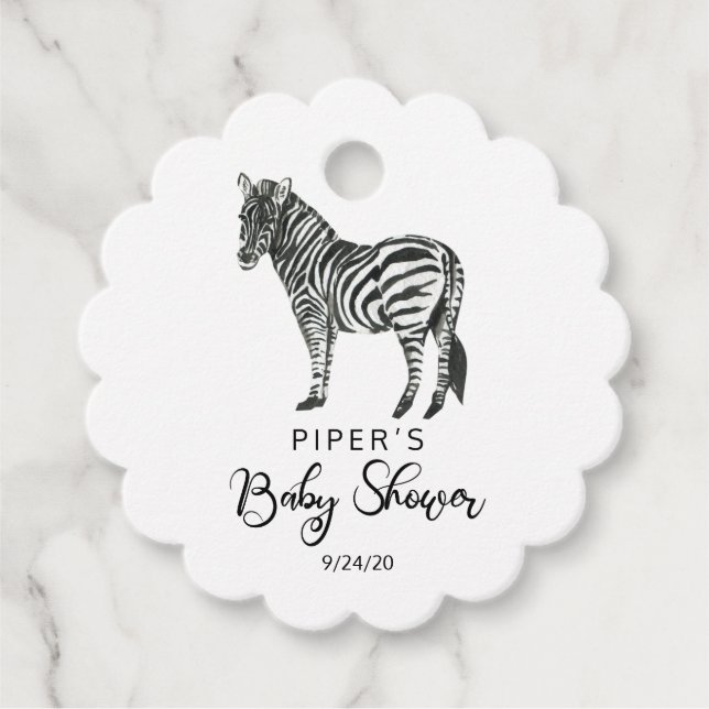 Étiquettes Cadeau Safari animal Zebra Baby shower Merci (Devant)