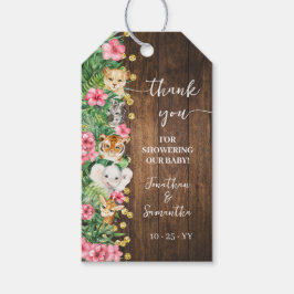Étiquettes-cadeau Safari Animals Rustic Pink Baby Shower Favor Tag