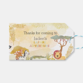 Étiquettes-cadeau Safari Animaux Aquarelle Anniversaire Merci de fêt