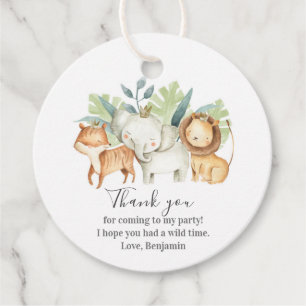 Étiquettes Cadeau Safari Animaux Baby shower I Birthday Circle