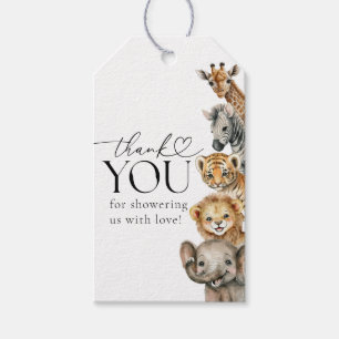 Étiquettes-cadeau Safari Animaux Baby shower moderne