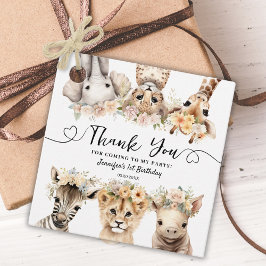 Étiquettes Cadeau Safari Animaux Fille 1er anniversaire