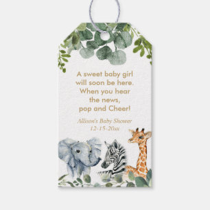 Étiquettes-cadeau Safari animaux verdure or neutre genre faveur