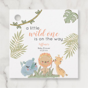 Étiquettes Cadeau Safari Animaux Wild One Girl Baby shower