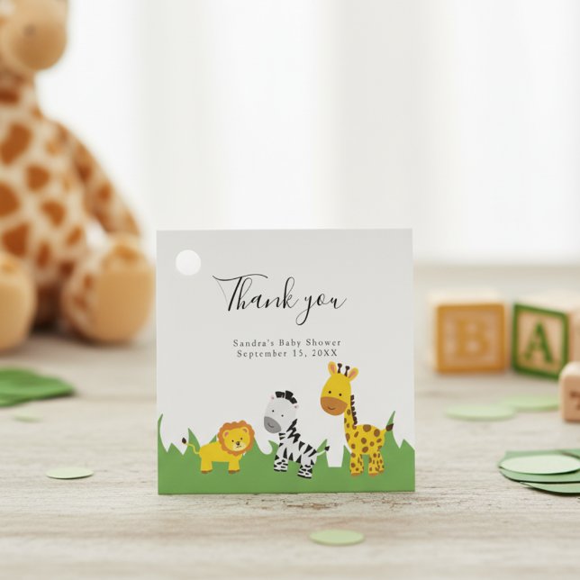 Étiquettes Cadeau Safari Baby shower mignon Jungle Animaux Neutres (Créateur téléchargé)