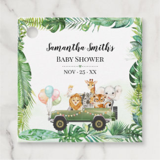 Étiquettes Cadeau Safari Bébé Animaux Jungle Baby shower tropical