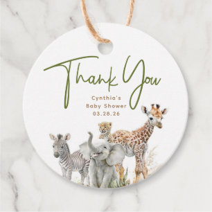 Étiquettes Cadeau Safari Bébé Animaux Merci mignon