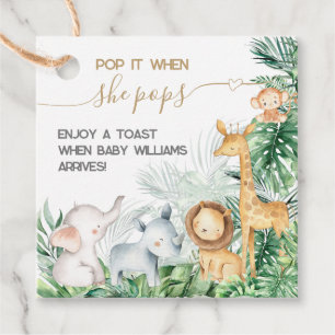 Étiquettes Cadeau Safari Bébé Animaux Verdure Baby shower pop it