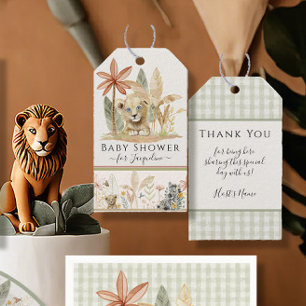 Étiquettes-cadeau Safari Bébé Lion Zèbre Éléphant Jungle Baby Shower