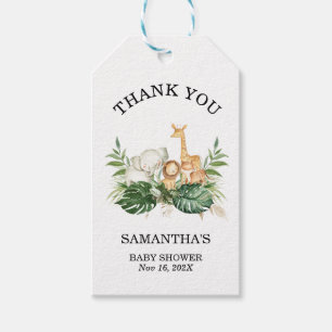Étiquettes-cadeau Safari Green Foliage Genre Baby shower Neutre