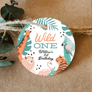 Étiquettes Cadeau Safari moderne Animaux Wild One Birthday Favoriser