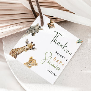 Étiquettes Cadeau Safari sauvage Jungle Animaux Baby shower Merci