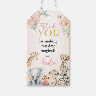 Étiquettes-cadeau Safari Sweet Girl Floral Birthday