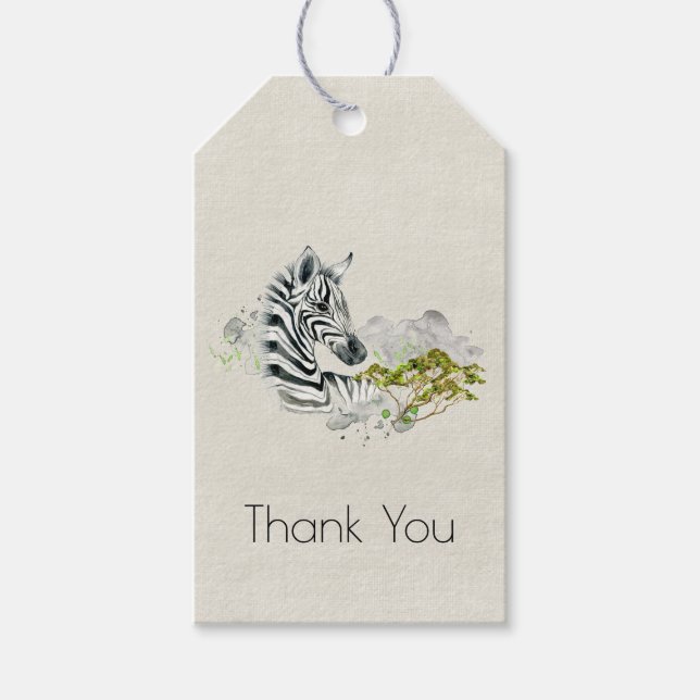 Étiquettes-cadeau Safari Zebra Wild Exotic Animal Merci (Devant)