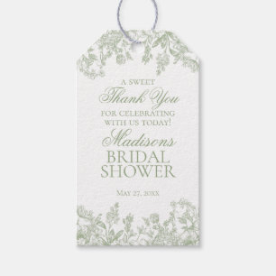 Étiquettes-cadeau Sage Chinoiserie Vintage Floral Mariage