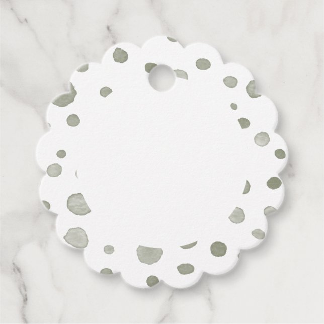 Étiquettes Cadeau Sage Confetti Aquarelle Points Favoriser les balis (Devant)