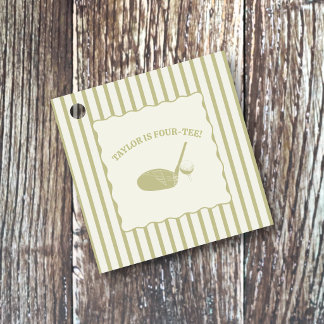 Étiquettes Cadeau Sage Green and Cream Stripes Golf Themed Party