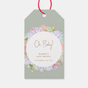 Étiquettes-cadeau Sage Green Boho Cactus Désert Oh Baby shower