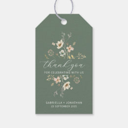 Étiquettes-cadeau Sage Green Fleur sauvage Mariage Favoriser Merci