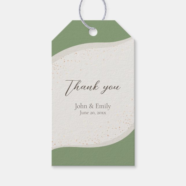 Étiquettes-cadeau Sage Green Mariage Abstrait Faveur (Devant)