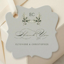 Étiquettes Cadeau Sage Green Olive Branch Monogram Thank You Card