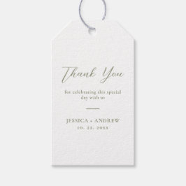 Étiquettes-cadeau Sage minimaliste vert & blanc Mariage simple
