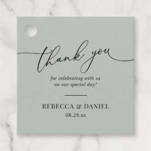 Étiquettes Cadeau Sage Rustique Simple Merci
