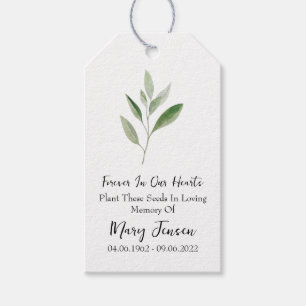 Étiquettes-cadeau Sage Seed Packet Memorial Funeral