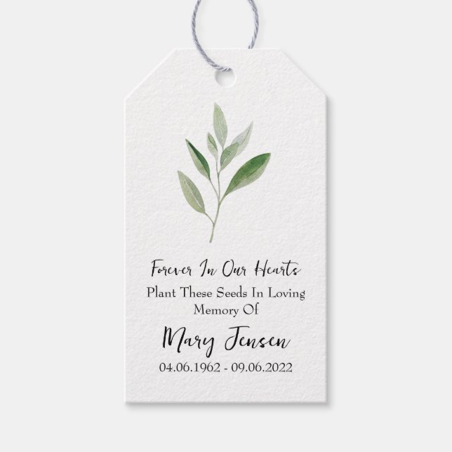 Étiquettes-cadeau Sage Seed Packet Memorial Funeral (Devant)