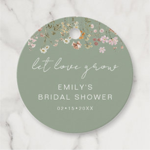 Étiquettes Cadeau Sage Vert Fête de Mariage aux Fleurs Sauvages Lais